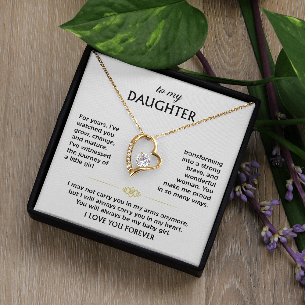 Forever Love Necklace for Daughter from Dad – Heart Pendant Necklace with Emotional Message Card, Father Daughter Jewelry Gift