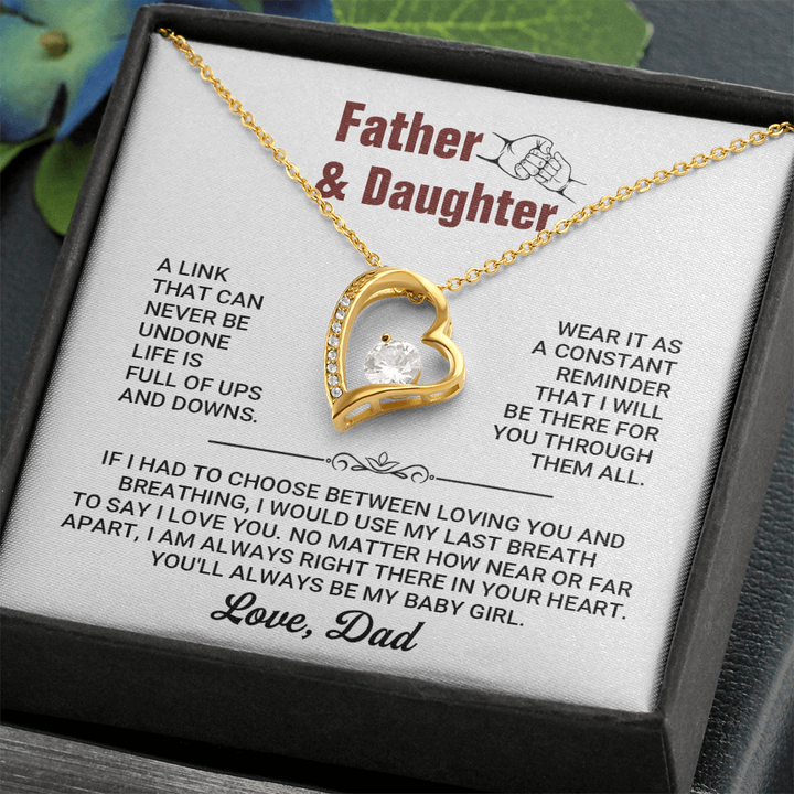 Father and Daughter Forever Love Heart Necklace from Dad – Inspirational Daughter Necklace Gift, Father Daughter Jewelry with Message Card