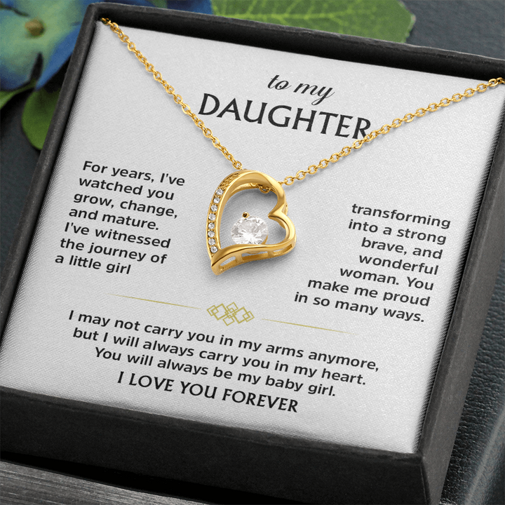 Forever Love Necklace for Daughter from Dad – Heart Pendant Necklace with Emotional Message Card, Father Daughter Jewelry Gift