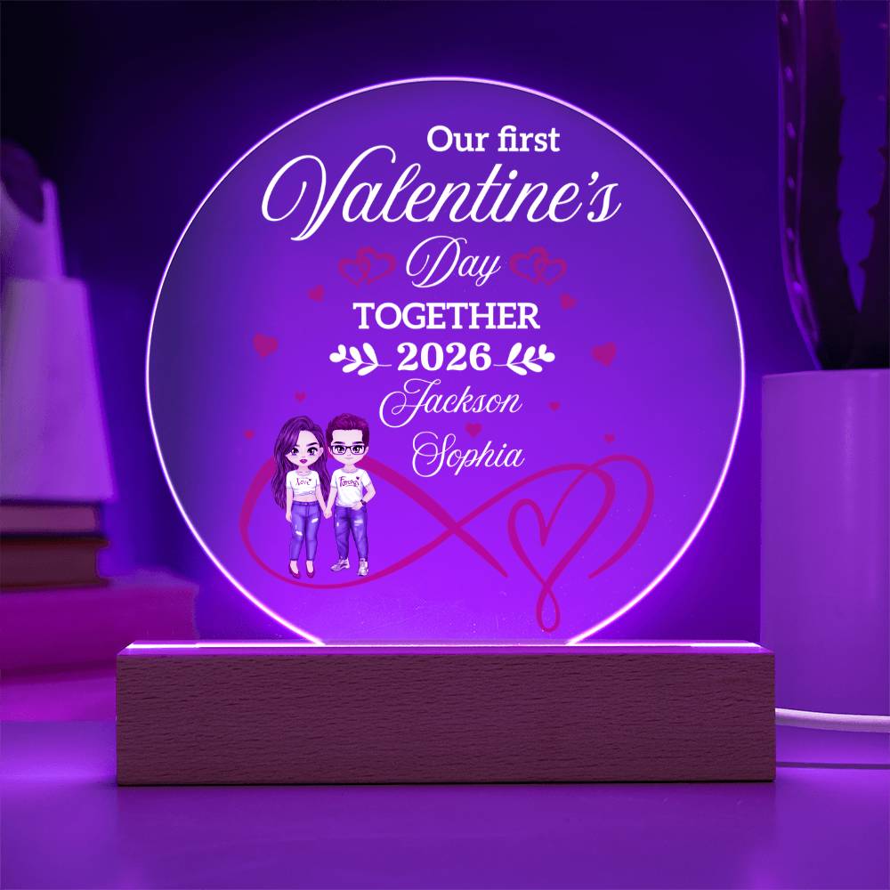 Custom Valentine LED acrylic plaque first Valentine together gift
