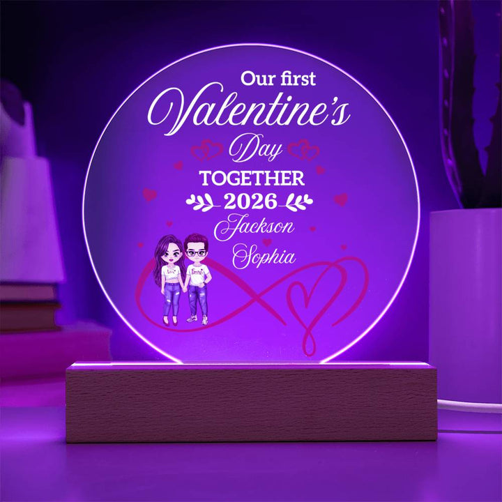 Custom Valentine LED acrylic plaque first Valentine together gift