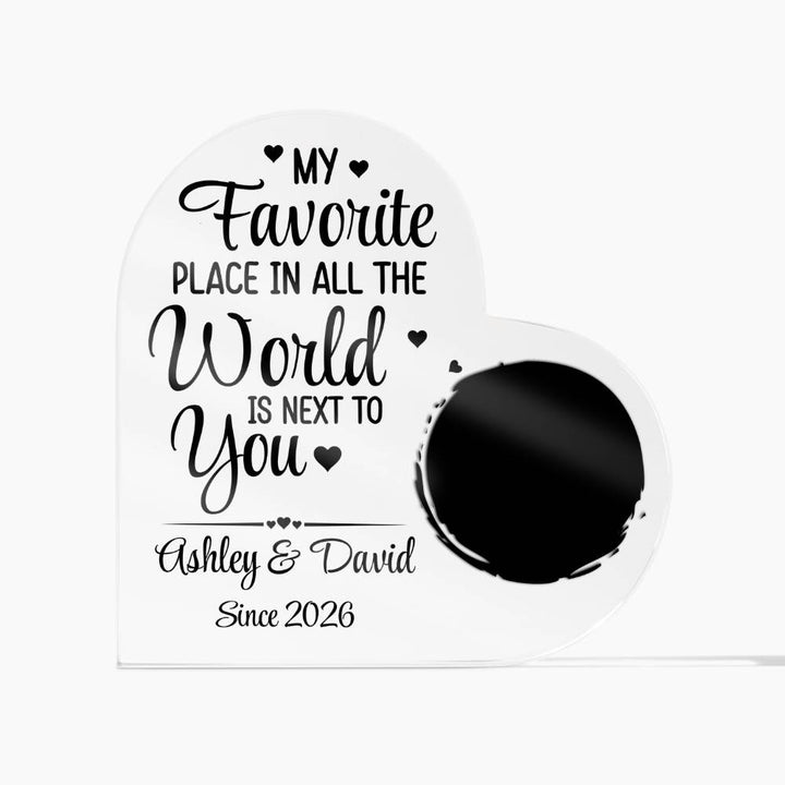 Personalized Heart Acrylic Plaque with Photo – Custom Couple Names Romantic Love Gift, Anniversary or Wedding Keepsake Decor