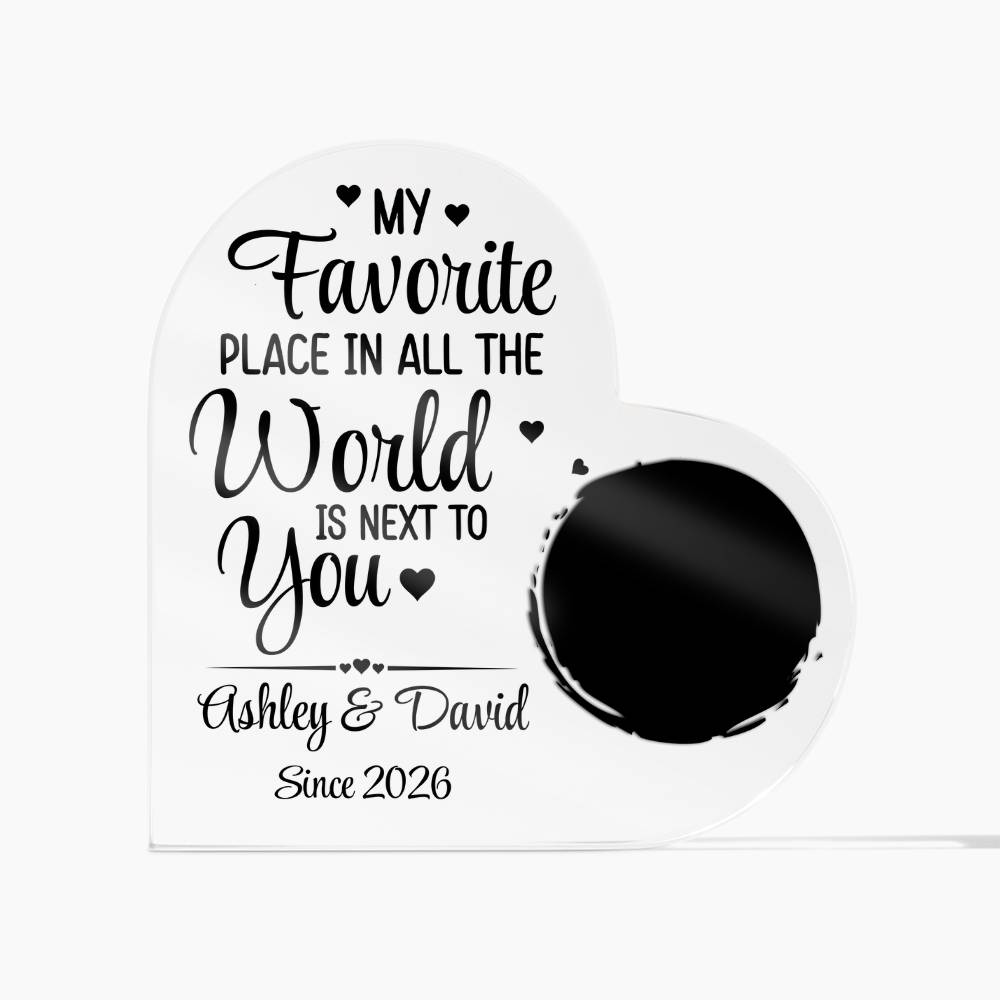 Personalized Heart Acrylic Plaque with Photo – Custom Couple Names Romantic Love Gift, Anniversary or Wedding Keepsake Decor