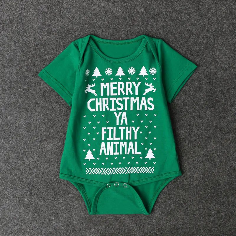 Baby Christmas Romper - Short Sleeve Cotton (Red & Green) - Whimsical Shoppe