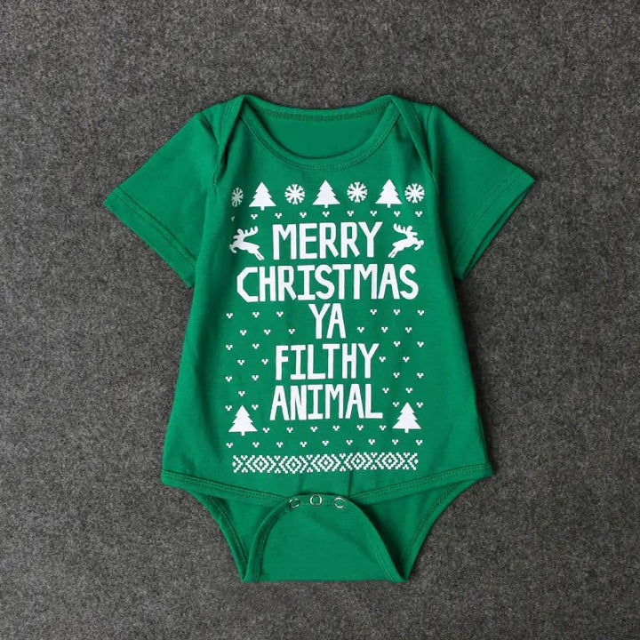 Baby Christmas Romper - Short Sleeve Cotton (Red & Green) - Whimsical Shoppe