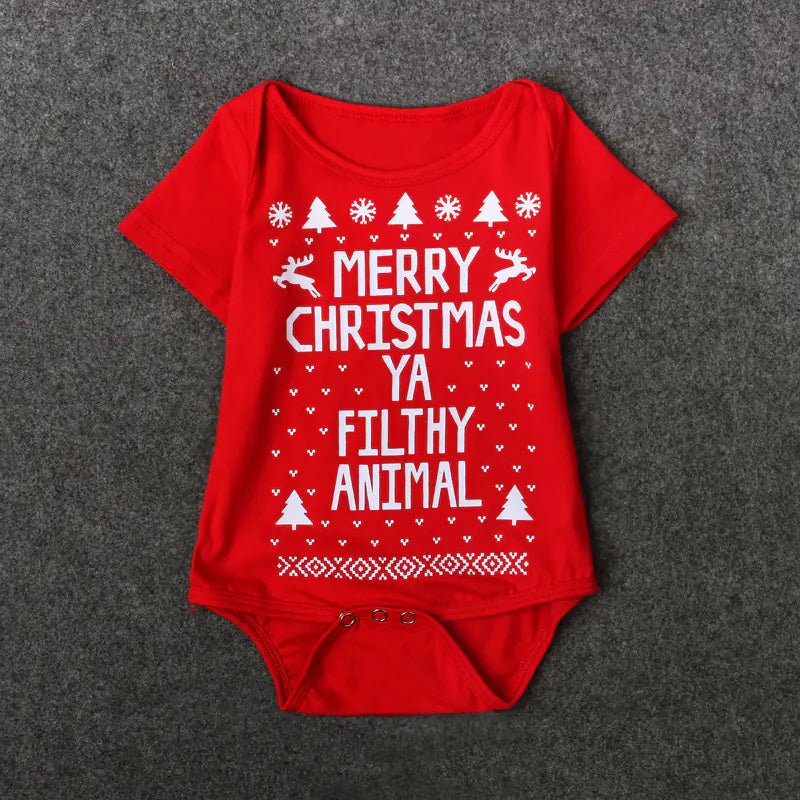 Baby Christmas Romper - Short Sleeve Cotton (Red & Green) - Whimsical Shoppe