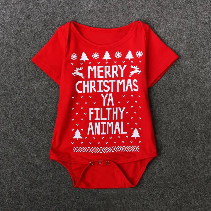 Baby Christmas Romper - Short Sleeve Cotton (Red & Green) - Whimsical Shoppe