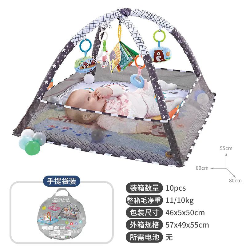 Baby Play Gym with Ocean Balls & Activity Fence – Soft Fabric Mat for Newborn–12 Months (18 Variations) - Whimsical Shoppe