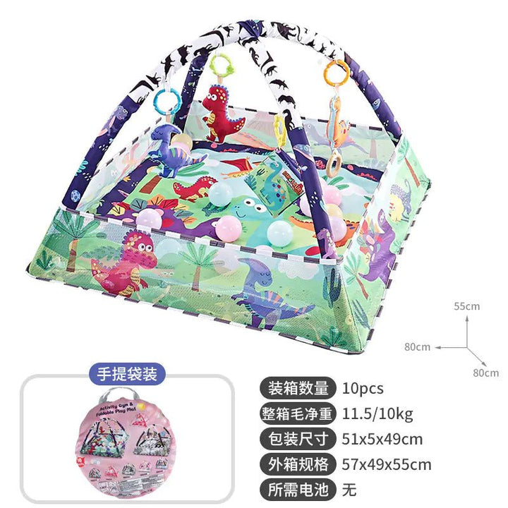 Baby Play Gym with Ocean Balls & Activity Fence – Soft Fabric Mat for Newborn–12 Months (18 Variations) - Whimsical Shoppe