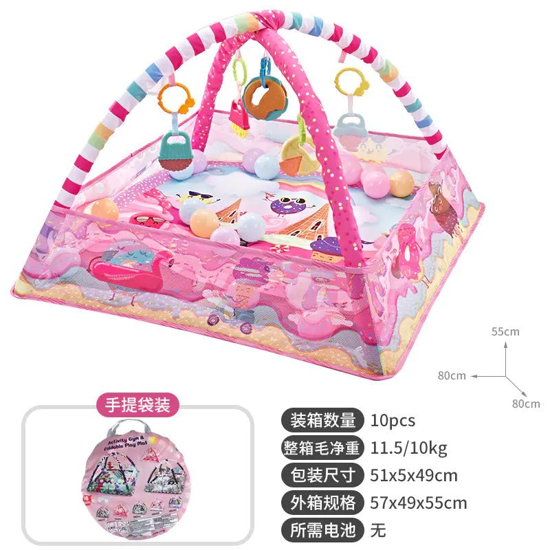 Baby Play Gym with Ocean Balls & Activity Fence – Soft Fabric Mat for Newborn–12 Months (18 Variations) - Whimsical Shoppe