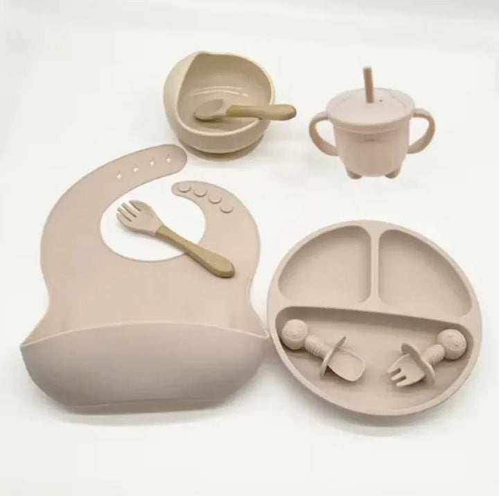 Baby Silicone Feeding Tableware Set – 10 - Piece Non - Slip, Easy - Clean Self - Feeding Kit (6+ Months) - Whimsical Shoppe