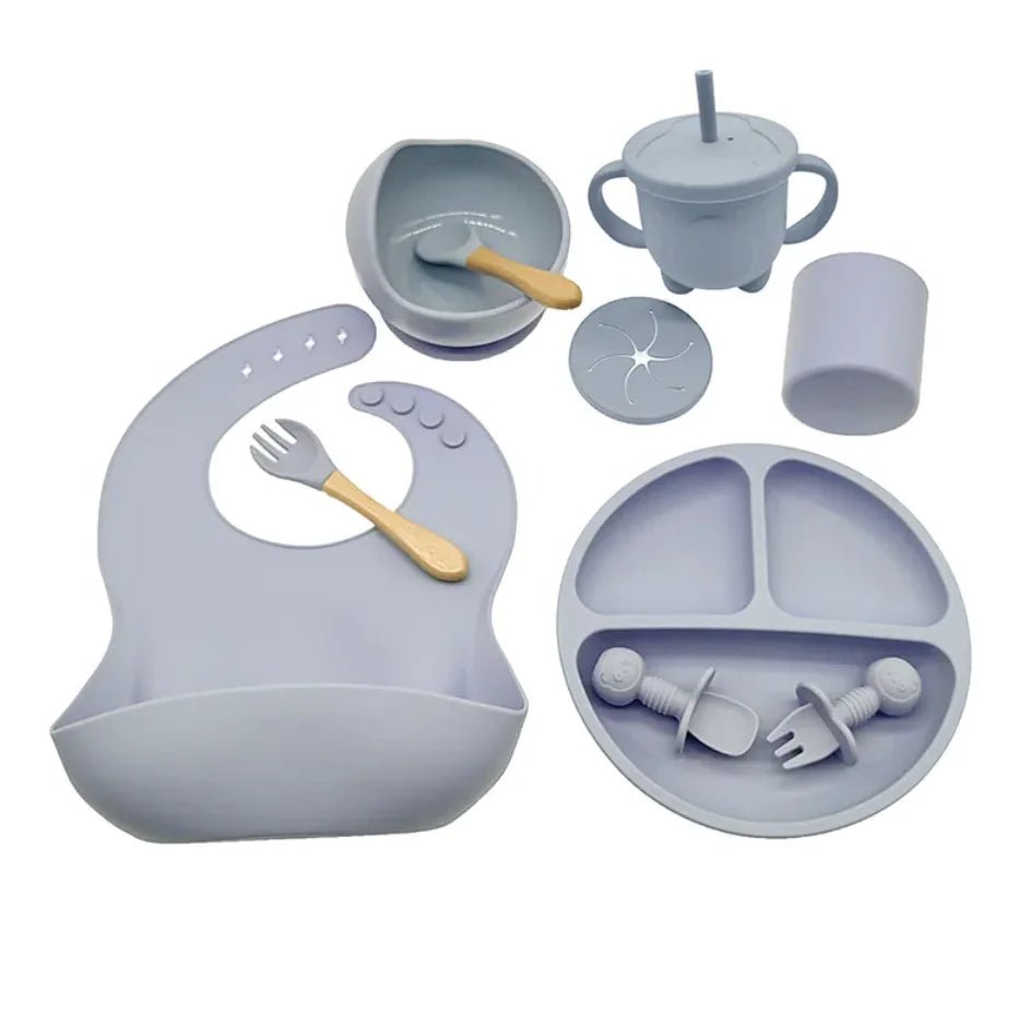 Baby Silicone Feeding Tableware Set – 10 - Piece Non - Slip, Easy - Clean Self - Feeding Kit (6+ Months) - Whimsical Shoppe