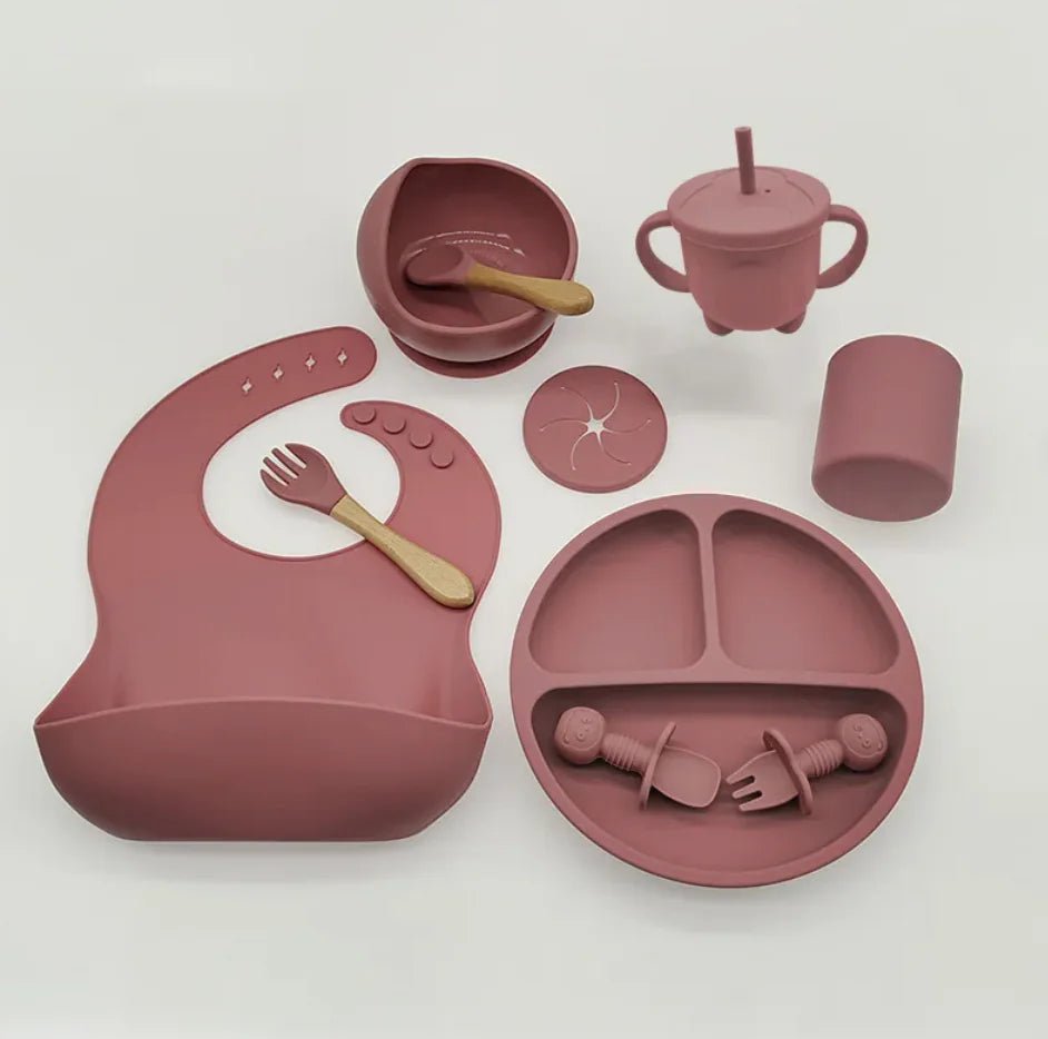 Baby Silicone Feeding Tableware Set – 10 - Piece Non - Slip, Easy - Clean Self - Feeding Kit (6+ Months) - Whimsical Shoppe