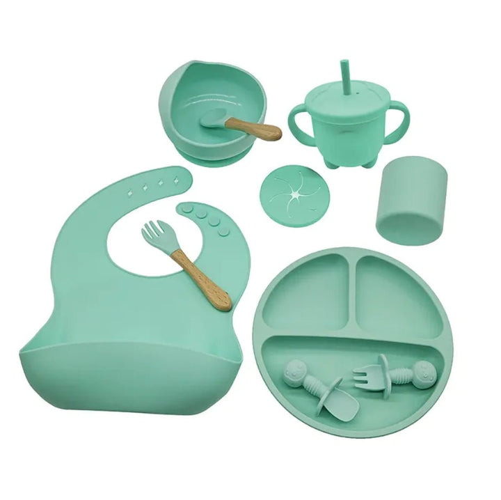 Baby Silicone Feeding Tableware Set – 10 - Piece Non - Slip, Easy - Clean Self - Feeding Kit (6+ Months) - Whimsical Shoppe