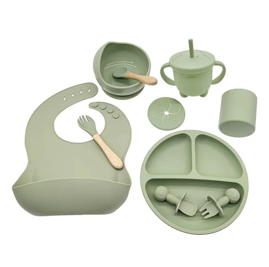 Baby Silicone Feeding Tableware Set – 10 - Piece Non - Slip, Easy - Clean Self - Feeding Kit (6+ Months) - Whimsical Shoppe