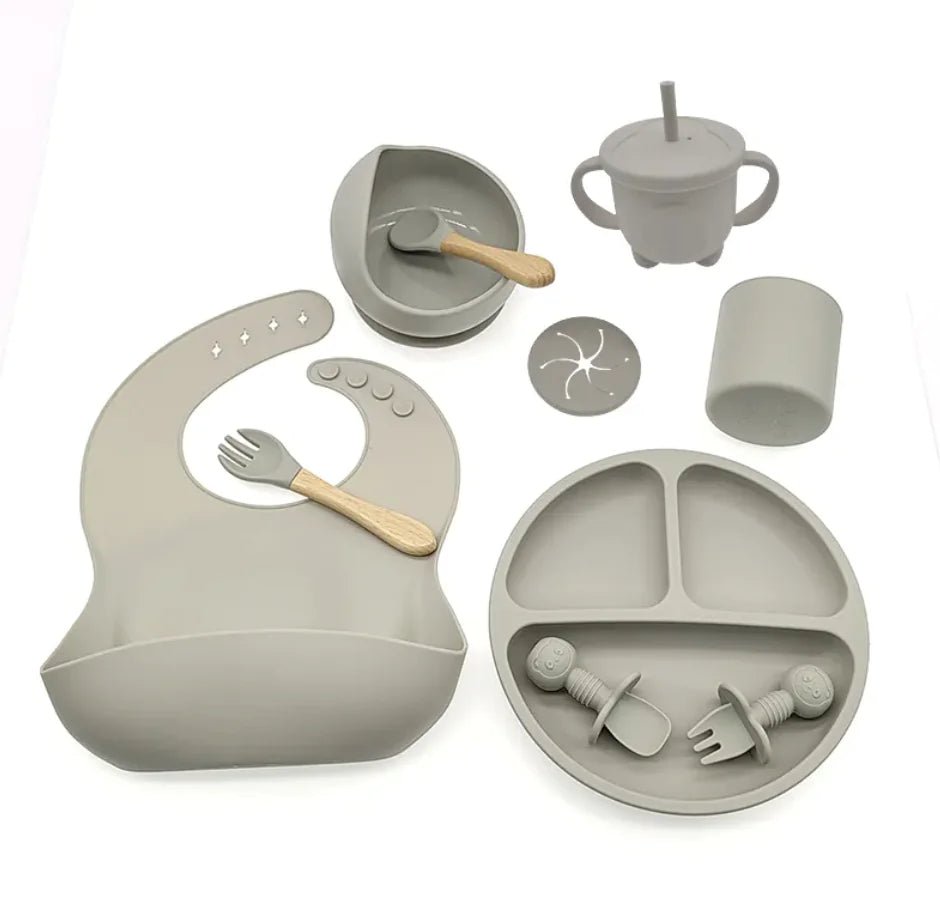 Baby Silicone Feeding Tableware Set – 10 - Piece Non - Slip, Easy - Clean Self - Feeding Kit (6+ Months) - Whimsical Shoppe