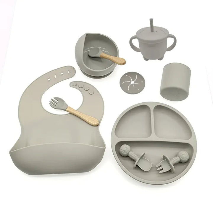 Baby Silicone Feeding Tableware Set – 10 - Piece Non - Slip, Easy - Clean Self - Feeding Kit (6+ Months) - Whimsical Shoppe