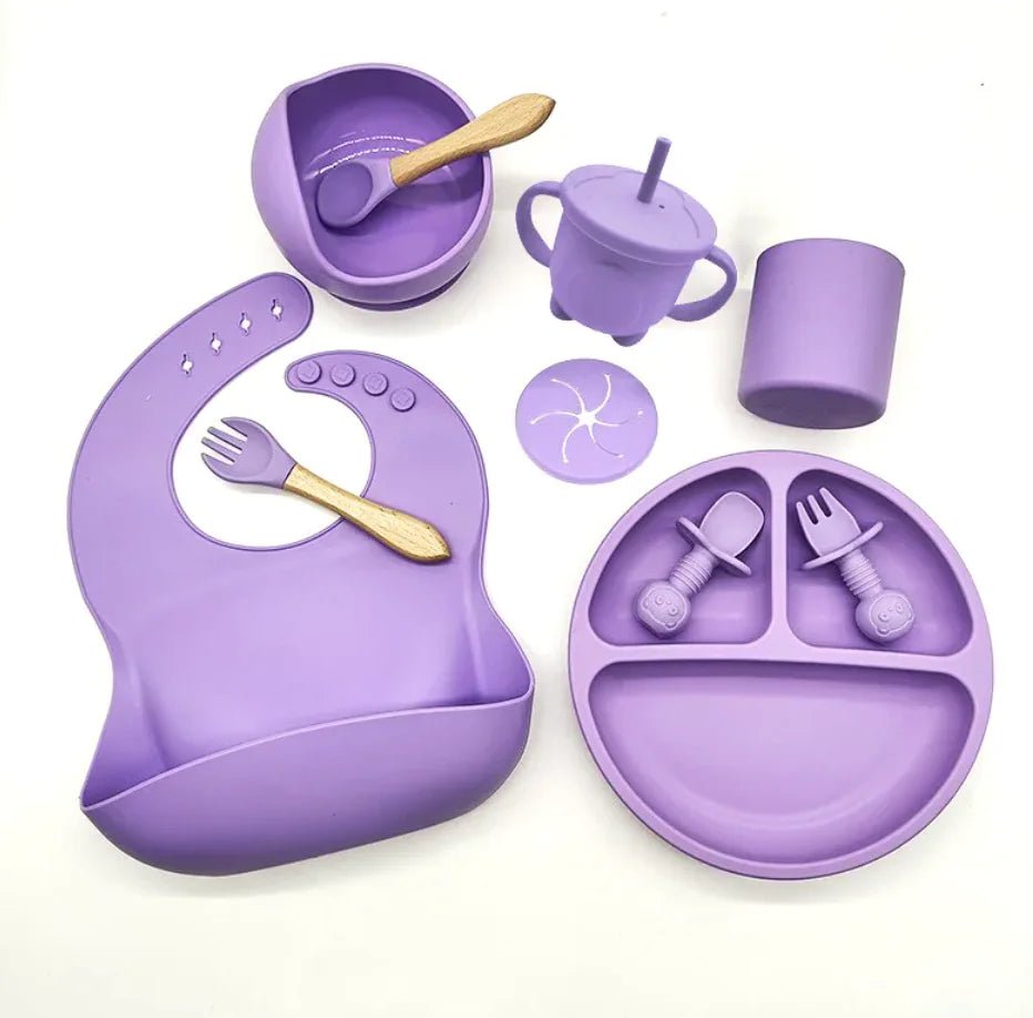 Baby Silicone Feeding Tableware Set – 10 - Piece Non - Slip, Easy - Clean Self - Feeding Kit (6+ Months) - Whimsical Shoppe