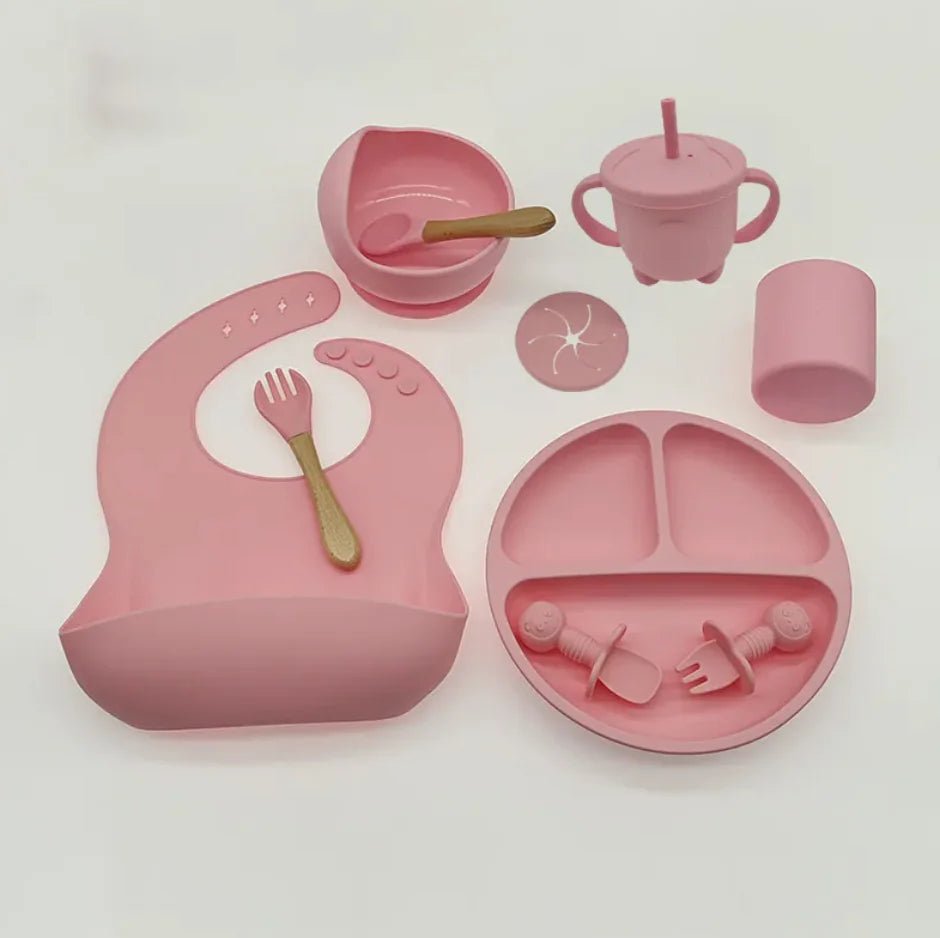 Baby Silicone Feeding Tableware Set – 10 - Piece Non - Slip, Easy - Clean Self - Feeding Kit (6+ Months) - Whimsical Shoppe
