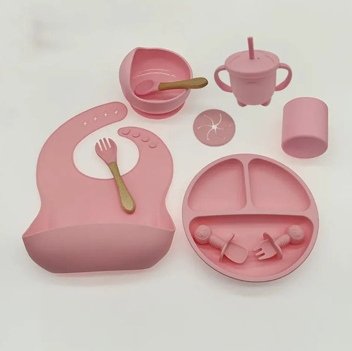 Baby Silicone Feeding Tableware Set – 10 - Piece Non - Slip, Easy - Clean Self - Feeding Kit (6+ Months) - Whimsical Shoppe