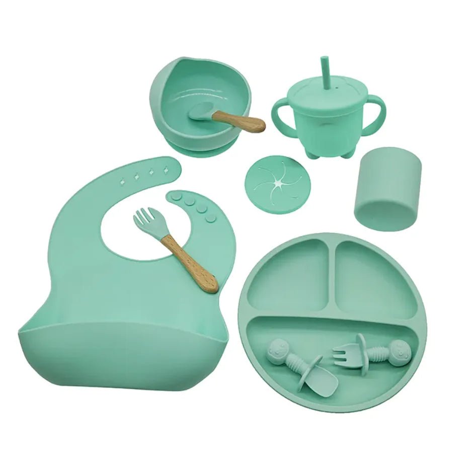 Baby Silicone Feeding Tableware Set – 10 - Piece Non - Slip, Easy - Clean Self - Feeding Kit (6+ Months) - Whimsical Shoppe