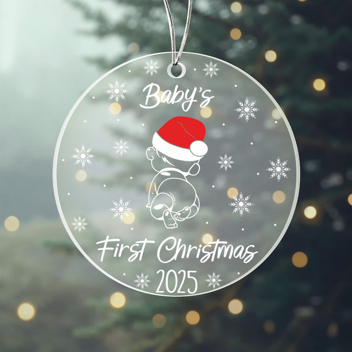 Baby's First Christmas 2025 Acrylic Circle Ornament - Whimsical Shoppe