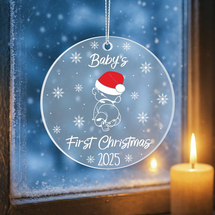 Baby's First Christmas 2025 Acrylic Circle Ornament - Whimsical Shoppe