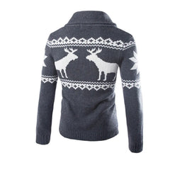 Men's Fashion Fawn Christmas Cardigan Sweater - Cotton Blend