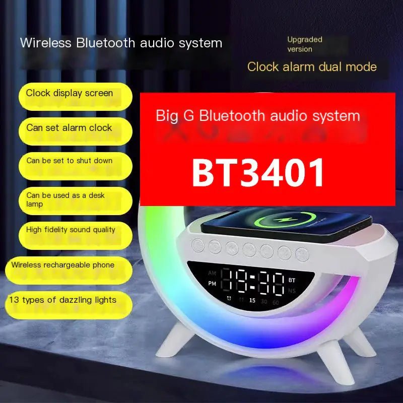 BT - 3401 Bluetooth Speaker with Colorful Atmosphere Light – Wireless 5.0, Clock & Alarm Function (Portable 0.87KG) - Whimsical Shoppe