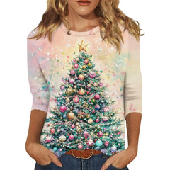 Amzon Discount Christmas Tops Womens Christmas Shirts 2024 Ugly Christmas Sweaters Ladies Blouses Xmas Tree Tshirts Holiday Tops