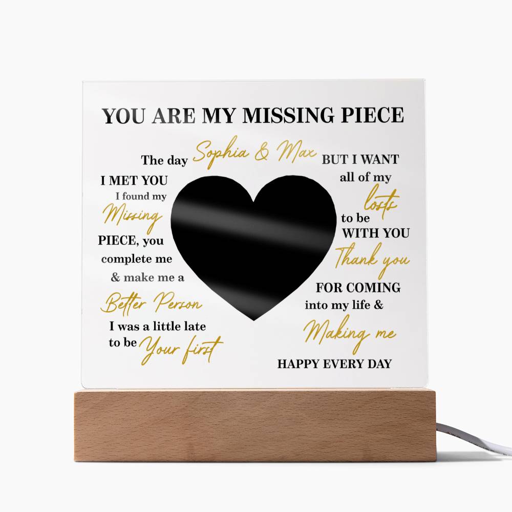 Personalized Valentine Photo LED Acrylic Plaque – Custom Names & Picture Heart Light-Up Gift for Couples