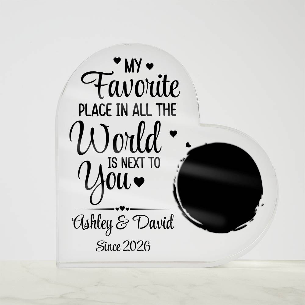 Personalized Heart Acrylic Plaque with Photo – Custom Couple Names Romantic Love Gift, Anniversary or Wedding Keepsake Decor