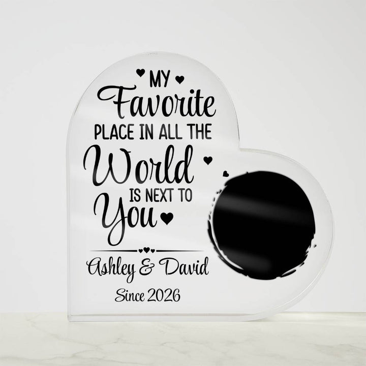 Personalized Heart Acrylic Plaque with Photo – Custom Couple Names Romantic Love Gift, Anniversary or Wedding Keepsake Decor