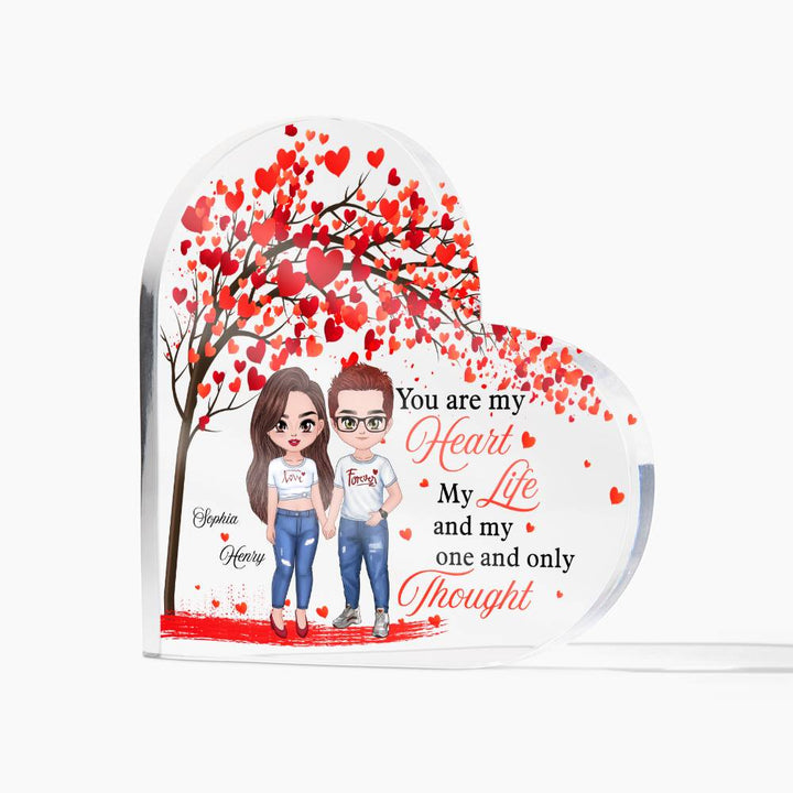 Personalized heart acrylic keepsake gift for couples