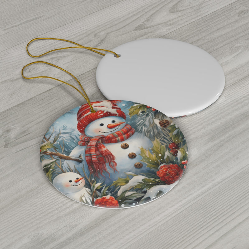 Ceramic Ornament (1-Pack) – Custom Circle/Oval Porcelain, Double-Sided Print, Ribbon Included