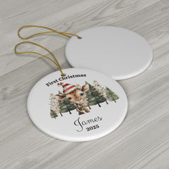 Ceramic Christmas Ornament (1-Pack) – Custom Circle/Oval Porcelain, Double-Sided Print, Ribbon Included