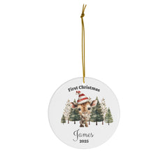 Ceramic Christmas Ornament (1-Pack) – Custom Circle/Oval Porcelain, Double-Sided Print, Ribbon Included