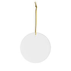 Custom Ceramic Christmas  Winter Walk Ornament – Porcelain Circle, Front Print, Ribbon Included