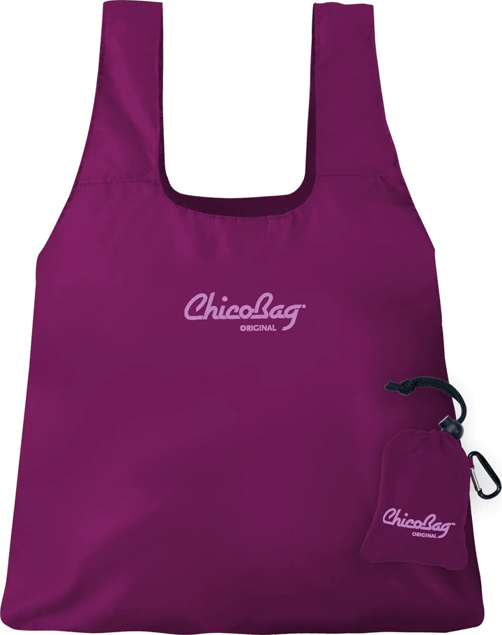 ChicoBag Original Compact Reusable Grocery Bag w/ Carabiner (Boysenberry) - Whimsical Shoppe