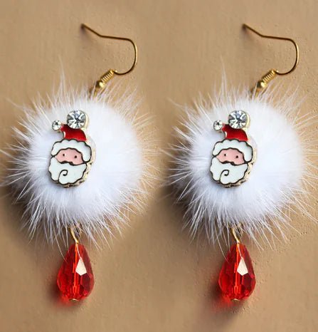 Christmas and Reindeer Dangle & Stud Earrings - Crystal & Gold Tone - Whimsical Shoppe