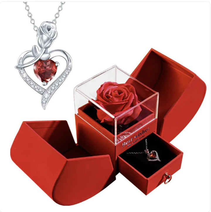 Christmas Jewelry Box Necklace Set with Soap Flowers & Card - Whimsical Shoppe