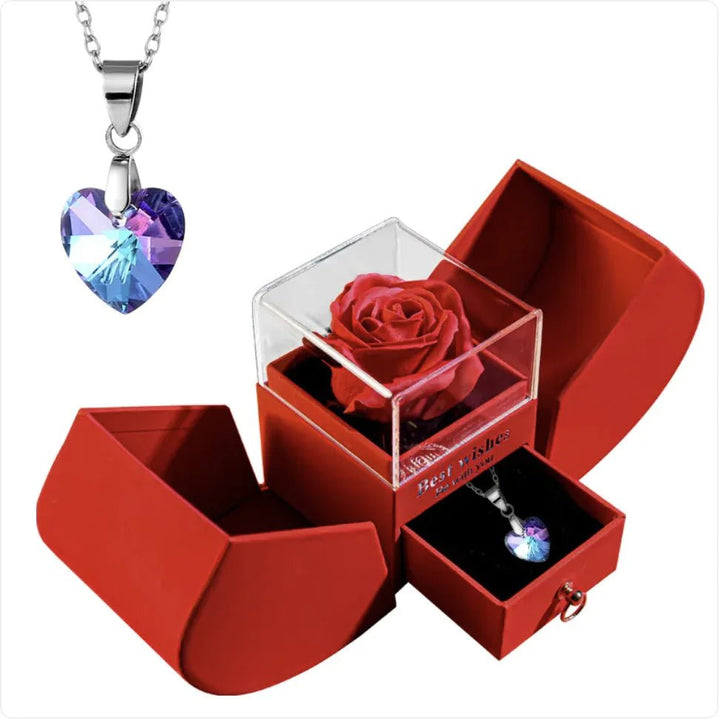 Christmas Jewelry Box Necklace Set with Soap Flowers & Card - Whimsical Shoppe