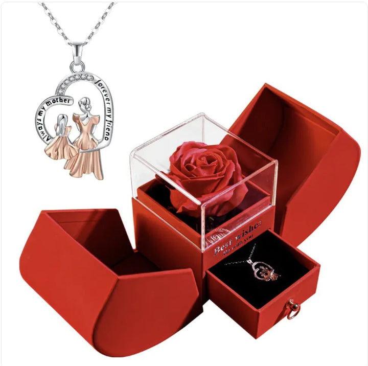 Christmas Jewelry Box Necklace Set with Soap Flowers & Card - Whimsical Shoppe