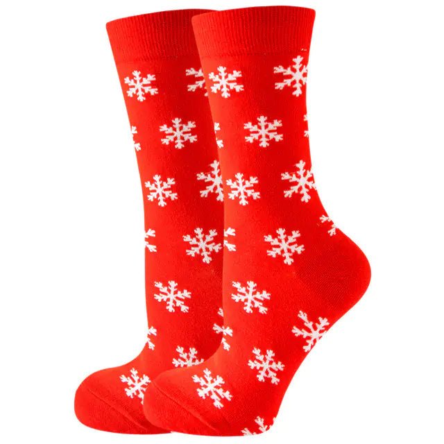 Christmas Santa & Elk Socks for Women - Striped Cotton (13 Colors) - Whimsical Shoppe
