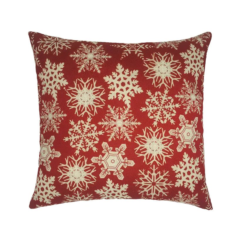 Christmas Santa & Reindeer Cotton Linen Pillow Cover (45x45cm) - Whimsical Shoppe