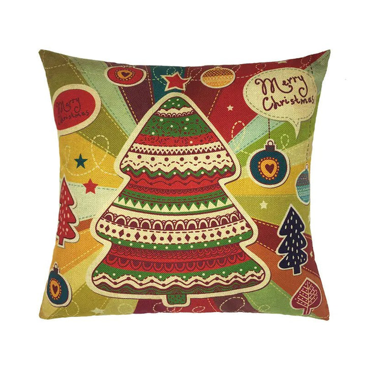 Christmas Santa & Reindeer Cotton Linen Pillow Cover (45x45cm) - Whimsical Shoppe