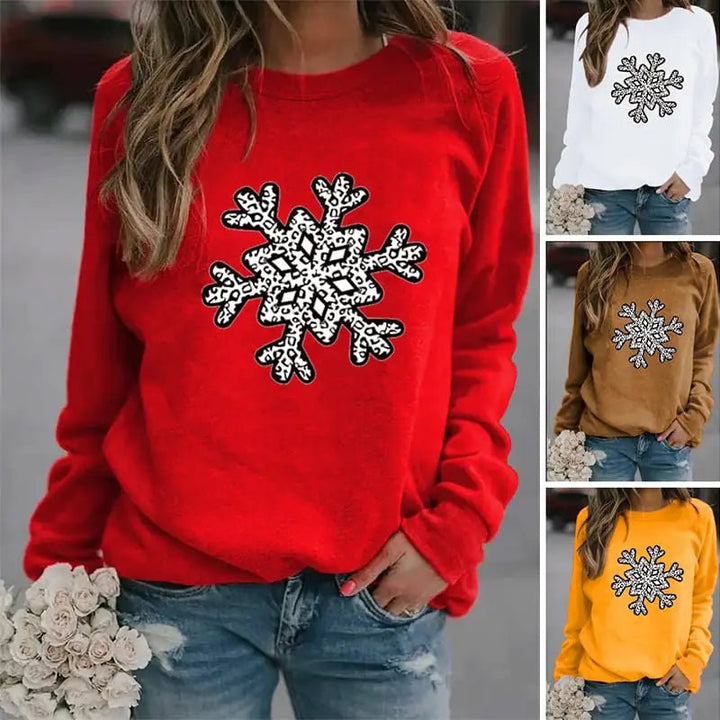 Christmas Snowflake Printed Crew Neck Sweatshirt (S - 3XL) - Whimsical Shoppe