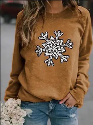 Christmas Snowflake Printed Crew Neck Sweatshirt (S - 3XL) - Whimsical Shoppe