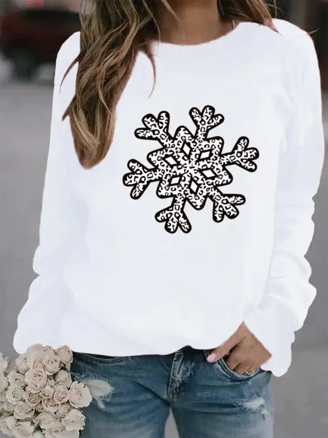 Christmas Snowflake Printed Crew Neck Sweatshirt (S - 3XL) - Whimsical Shoppe