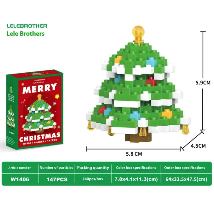 Christmas Snowman Assembly Blocks - Micro Brick Building Set - Whimsical Shoppe